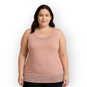 Ellos Pink Lace Trim Tank Top 2X